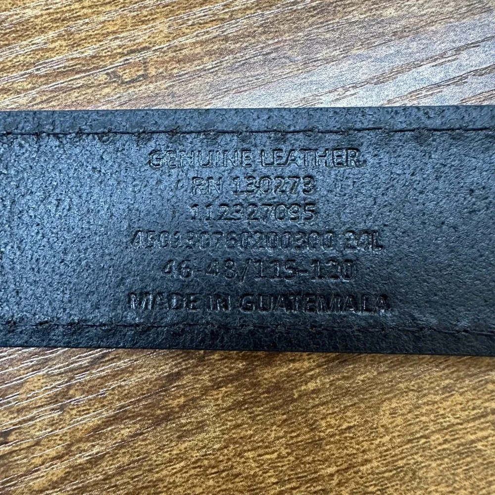 Wrangler Mens Black Genuine Leather Belt 46-48 Gunmetal Buckle 112327095